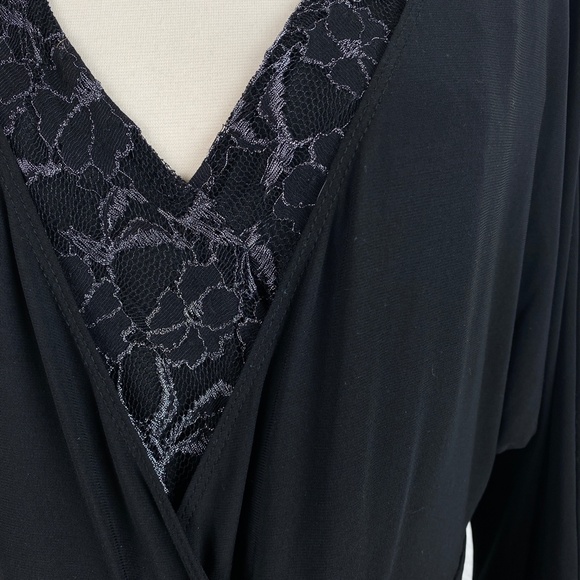 GIGI Black Knit Maxi Dress Formal Evening Lace Insert Full Sweep Lined Size 12 - Picture 4 of 13